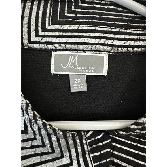 JM Collection A-Line Silver Black Jacket 2X Topper Classy - Picture 5 of 9